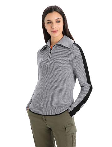 Icebreaker Merino Lodge Long Sleeve Half Zip Tröjor Dam Grå Svarta | SE 1326HAPK